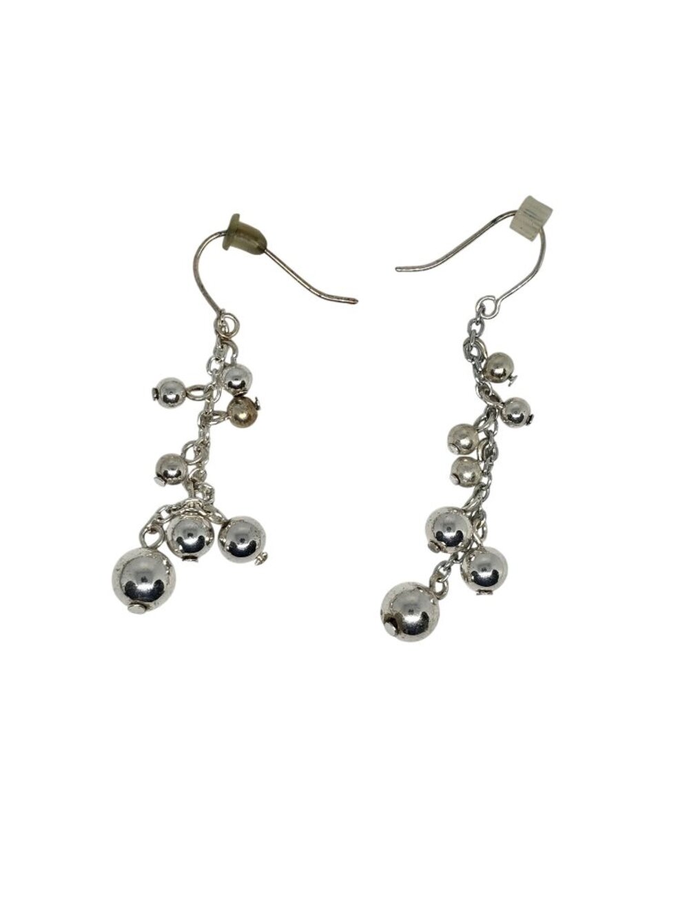 Silver Tone Dangle Cluster Ball Bead Earrings Multi Bead Drop Fashion Jewelry